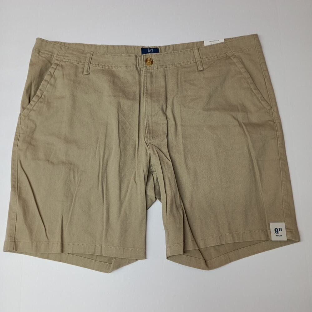 George Twill Shorts Men's Size 42 Beige Flat Front 9"‎ Inseam Above The Knee